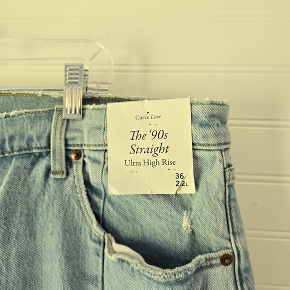 NWT Abercrombie & Fitch Curve Love The 90s Straight Ultra High Rise Vent Hem 22L - Picture 8 of 11